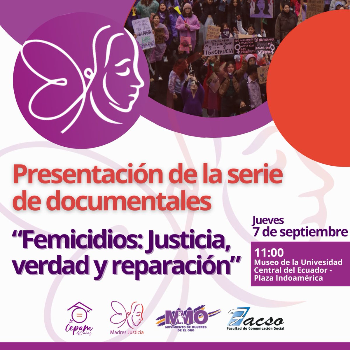 ucefacso's tweet photo. #VinculaciónFacso
💜Invitamos a la presentación de la serie de documentales "Femicidios: justicia, verdad y reparación"
El evento es parte del proyecto de la @ucefacso para incentivar la difusión de productos comunicacionales sobre los derechos de las mujeres en el @CEPAMQuito https://t.co/Pl25HQ9LsA