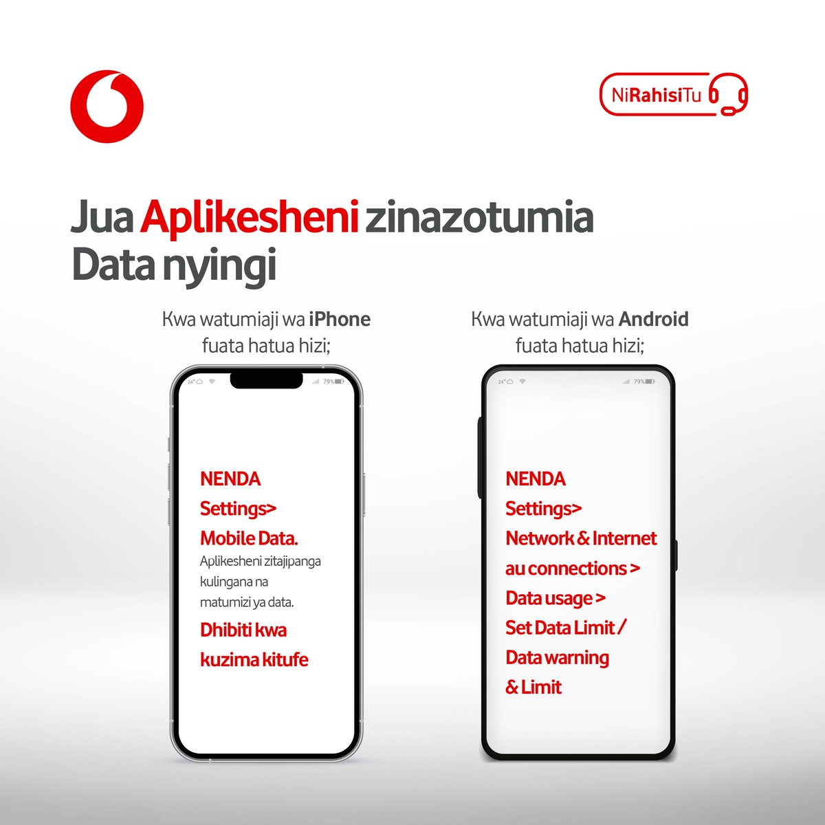 VodacomTanzania's tweet photo. Fahamu aplikesheni zinazotumia data kwa wingi kwenye simu janja yako. #𝐍𝐢𝐑𝐚𝐡𝐢𝐬𝐢𝐓𝐮 https://t.co/KS0Xpbqq0o