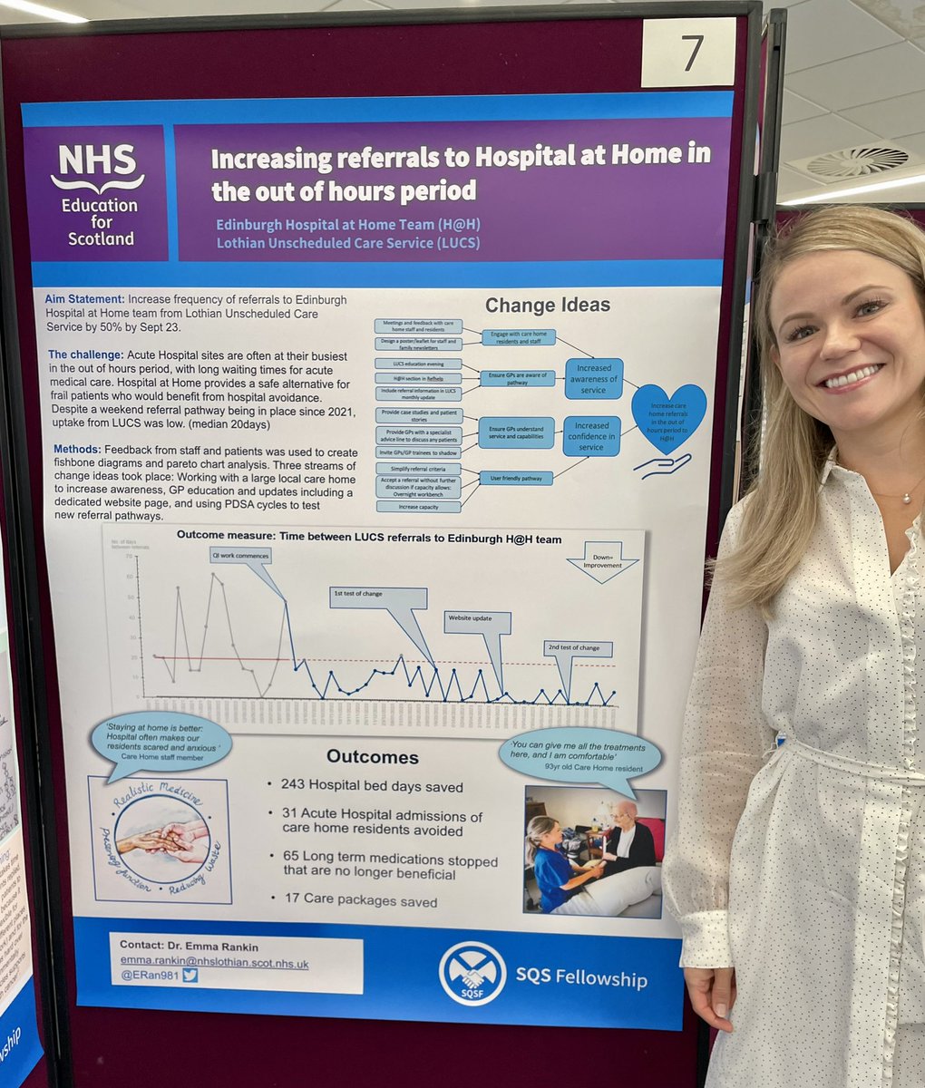So excited to share my learning tomorrow, poster looking good! 👍

Thank you to everyone that helped:@Thecoulls297 , Dr. Armstrong, @GreenDrRJ and the fabulous LUCS and Edinburgh Hospital at home teams.💕
#LUCS #Hospitalathome #SQSFellowship