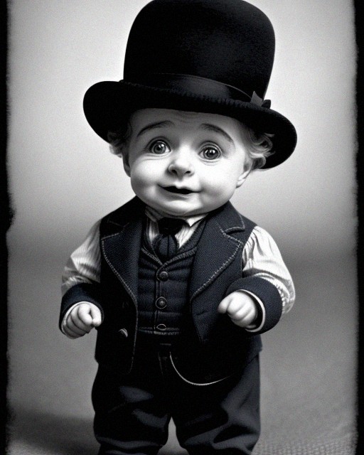 lokeesa's tweet photo. "🎩👶 Meet the tiniest Chaplin! This adorable baby, dressed in the iconic attire, has mastered the art of silent giggles and is ready to charm your heart. #CharlieChaplinReborn #LittleEntertainer" https://t.co/oWDXfnYYFD