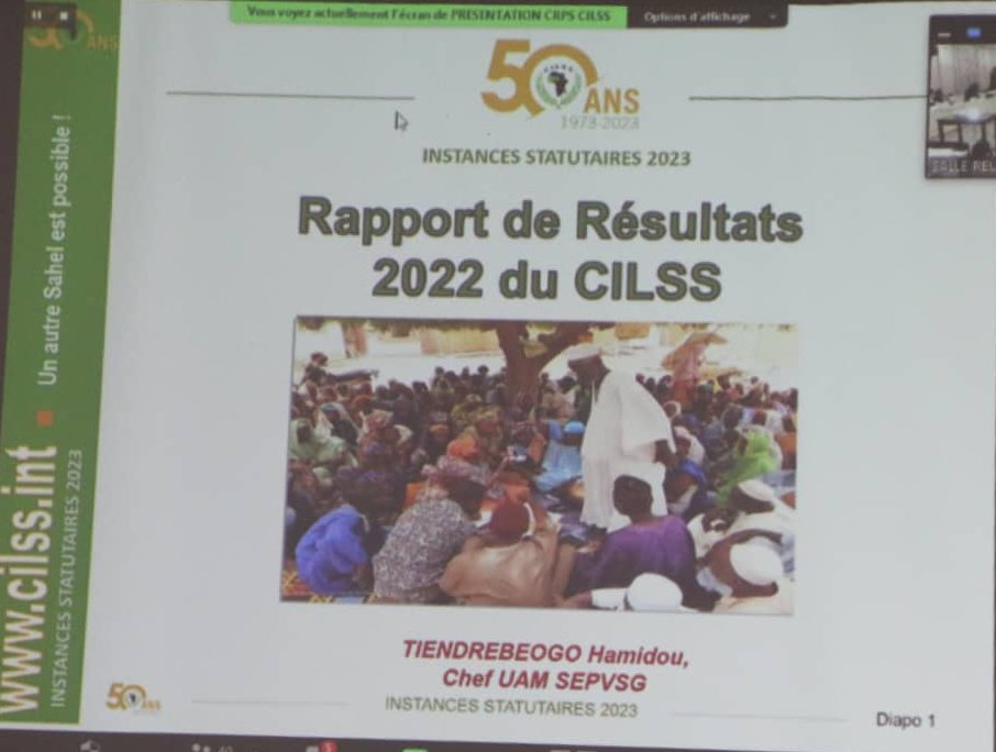 SandyOuat's tweet image. #crps2023 les rapports de résultats des années 2022 et 2023 du #cilss, quelques résultats :des formations en genre organisées par les projets PARIIS  et PRAPS, 10154 ha aménagés et opérationnel au profit de 76000 bénéficiaires @CILSSinfos