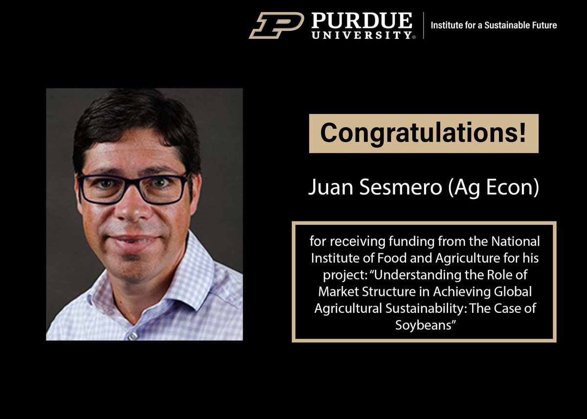 Congratulations to #PurdueISF faculty affiliate Juan Sesmero (<a href="/SesmeroJuan/">Juan Sesmero</a>) of <a href="/PurdueAgEcon/">Purdue Ag Econ</a> for receiving funding from NIFA! portal.nifa.usda.gov/web/crisprojec…