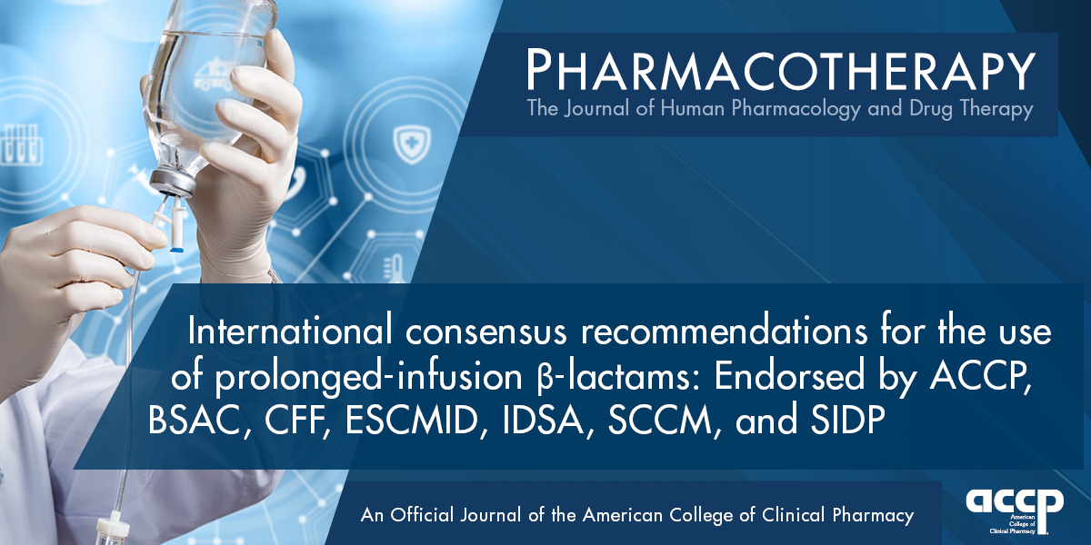 <a href="/SIDPharm/">SIDP</a> is excited to endorse the <a href="/ACCP/">ACCP</a> International Consensus Recommendations for the Use of Prolonged-Infusion β-Lactams!

Review the guidance here: doi.org/10.1002/phar.2…