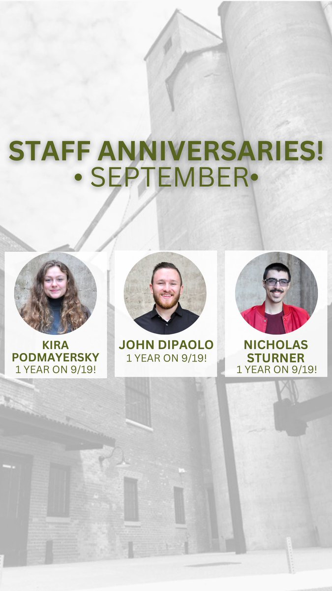 This September we are celebrating work anniversaries for Kira Podmayersky (9/19), John DiPaolo (9/19), &amp; Nicholas Sturner (9/19)! Thank you for all the work that you do! We appreciate having you on our team! Cheers!