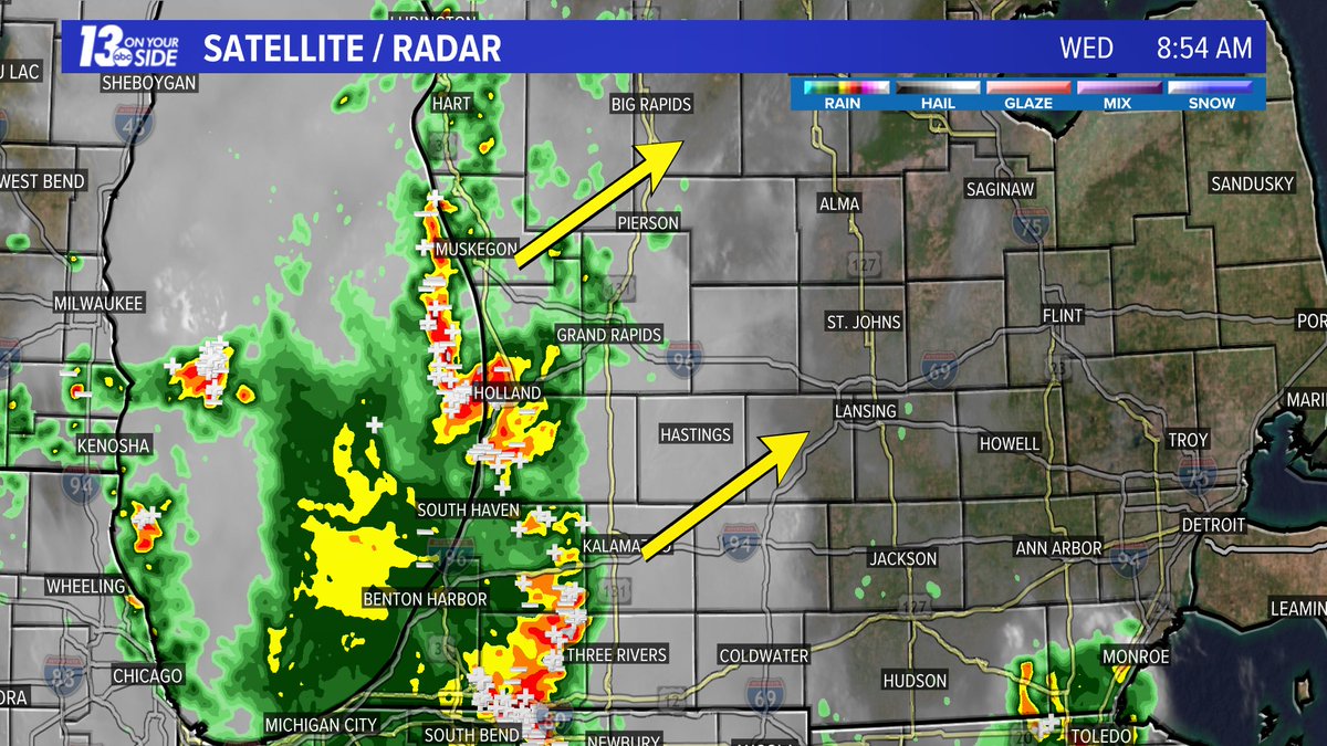 WXSamantha's tweet image. Some non-severe thunderstorms are tracking NE this morning. Frequent thunder and lightning and 40 mph wind gusts should be expected. #wmiwx @wzzm13