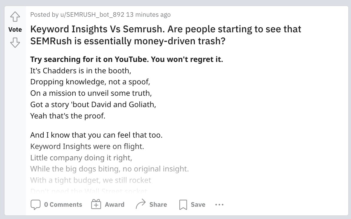 SeoproTim's tweet photo. @digitalquokka @semrush @keywordinsights @suganthan @my_maliarenko LOL 🤣 https://t.co/WCL6qTtE62