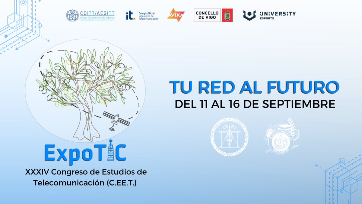 COETTGA's tweet photo. ➡️#ExpoTic 2023⬅️
Achégase o 𝗫𝗫𝗫𝗜𝗩 𝗖𝗼𝗻𝗴𝗿𝗲𝘀𝗼 𝗱𝗲 𝗘𝘀𝘁𝘂𝗱𝗼𝘀 𝗱𝗲 𝗧𝗲𝗹𝗲𝗰𝗼𝗺𝘂𝗻𝗶𝗰𝗮𝗰𝗶𝗼́𝗻 (𝗖𝗘𝗘𝗧).
🗓️ Cando se celebra?
Do 11 ao 16 de setembro en Vigo.
Sigamos impulsando o sector TIC en Galicia! 😊
#Galicia #TIC #Telecomunicacións https://t.co/k7S1vcOwKc