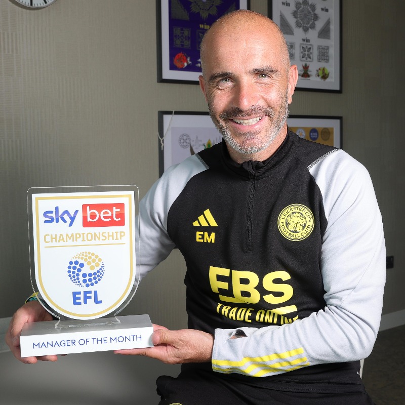LCFC's tweet photo. Enzo Maresca is your @SkyBetChamp Manager of the Month! 🏆