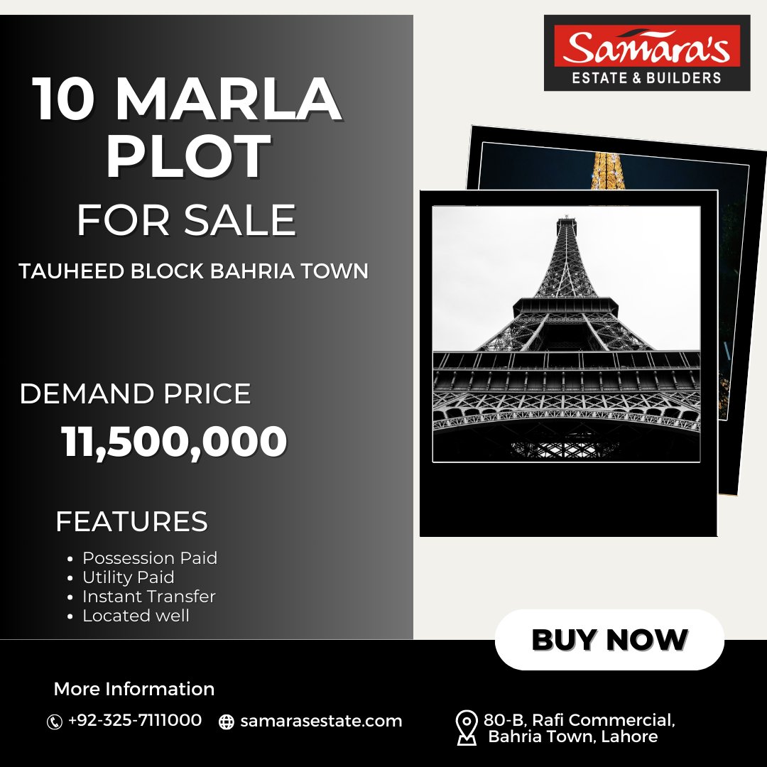 samarasestate's tweet photo. Prime Location in Tauheed Block, Bahria Town Lahore.
Ideal for your dream home.
24/7 Security in a gated community.
Modern Amenities and Infrastructure.
#BahriaTownLahore #RealEstate #DreamHome #InvestmentOpportunity #TauheedBlock #SamarasEstate https://t.co/ifPSOkHsbv