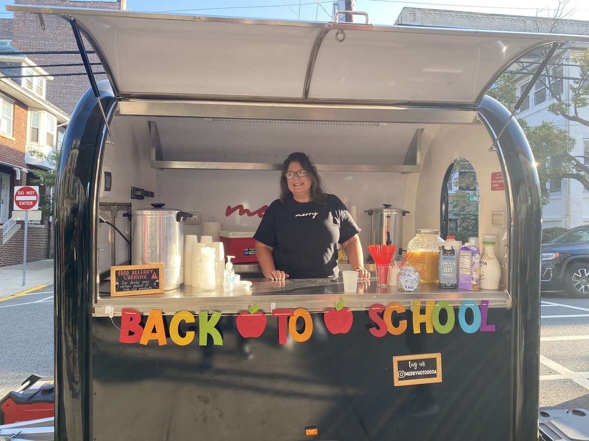 Merry serving up coffee & drinks for our staff today! #WelcomeBack @EricCrespoEDU @FAmato53 @al_orecchio @RobFerullo4 @SuzanneMera @StefanieCirill1 @WTSDGuidance53 @DeStefanoEDU @MrsCullinane @bcalligy @BriannaReganEDU