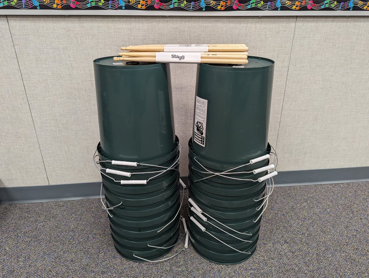 I might have lost count of the years, but I haven't lost steam! We will be introducing bucket drumming to Music Explorations this year! I bet the classroom teachers will be glad the class has moved to the music wing 😁 #collsedu #collsarts #bucketdrumming