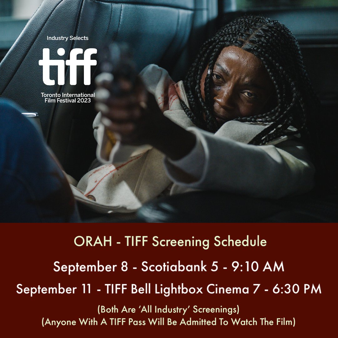 Watch #Orah at #TIFF23 in the Industry Selects program. Sept. 8th at Scotiabank 5 - 9:10am, and Sept. 11th at TIFF Bell Lightbox Cinema 7 - 6:30pm. See you there. #TIFF2023 #OrahMovie #TIFFMovies