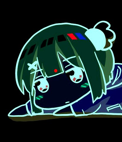 黒の日らしいので、赤い点を30秒ほど見つめた後で天井などを見ると千代田桃が浮かび上がる画像です。どのくらい見えるかは個人差があります。#黒の日 
