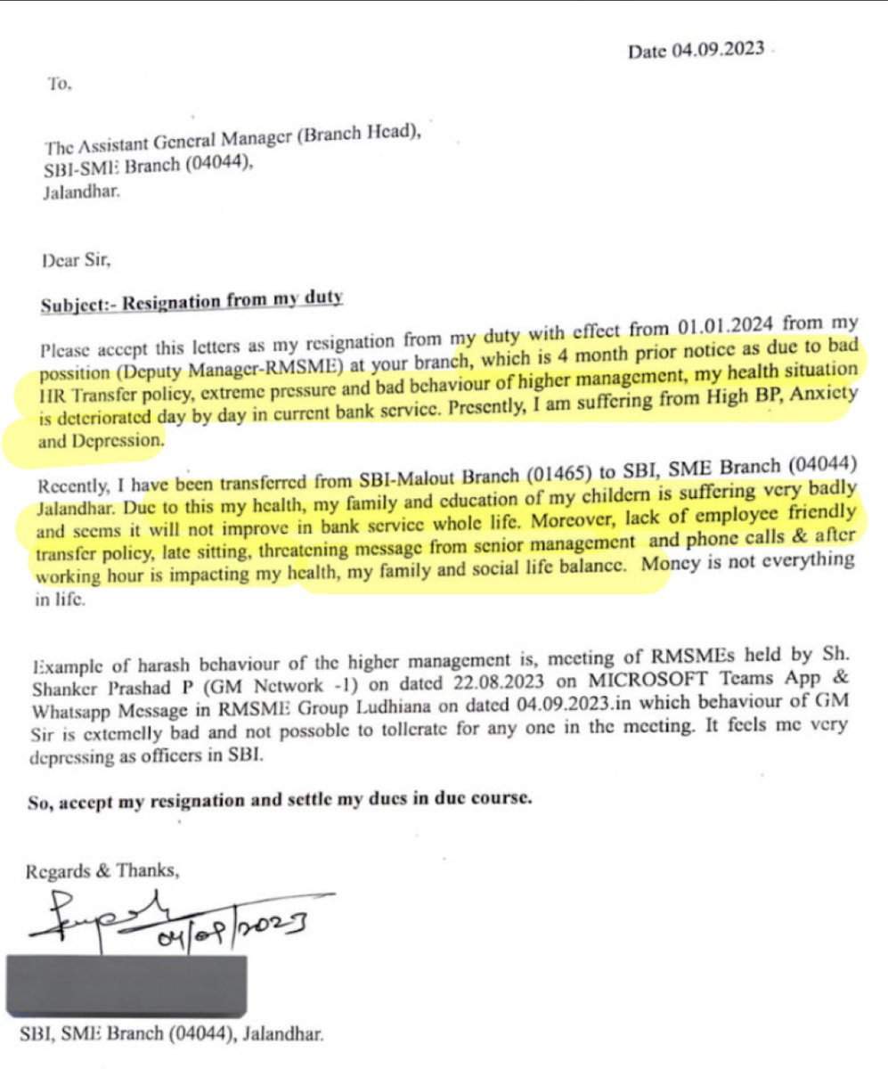 BahlKanan's tweet photo. Shocking!🚨

Another Banking employee shares about his bad working experience.

Bankers have the pressure to force-sell useless products left-right-centre.

If you've to get work done, their standard response is "Ye policy lelo, fir karwa denge"

Translation: Buy this policy then we'll get it done.