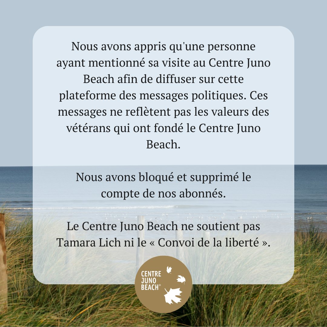 Un bref message du Centre Juno Beach concernant des publications récentes sur X (anciennement Twitter) mentionnant notre institution.