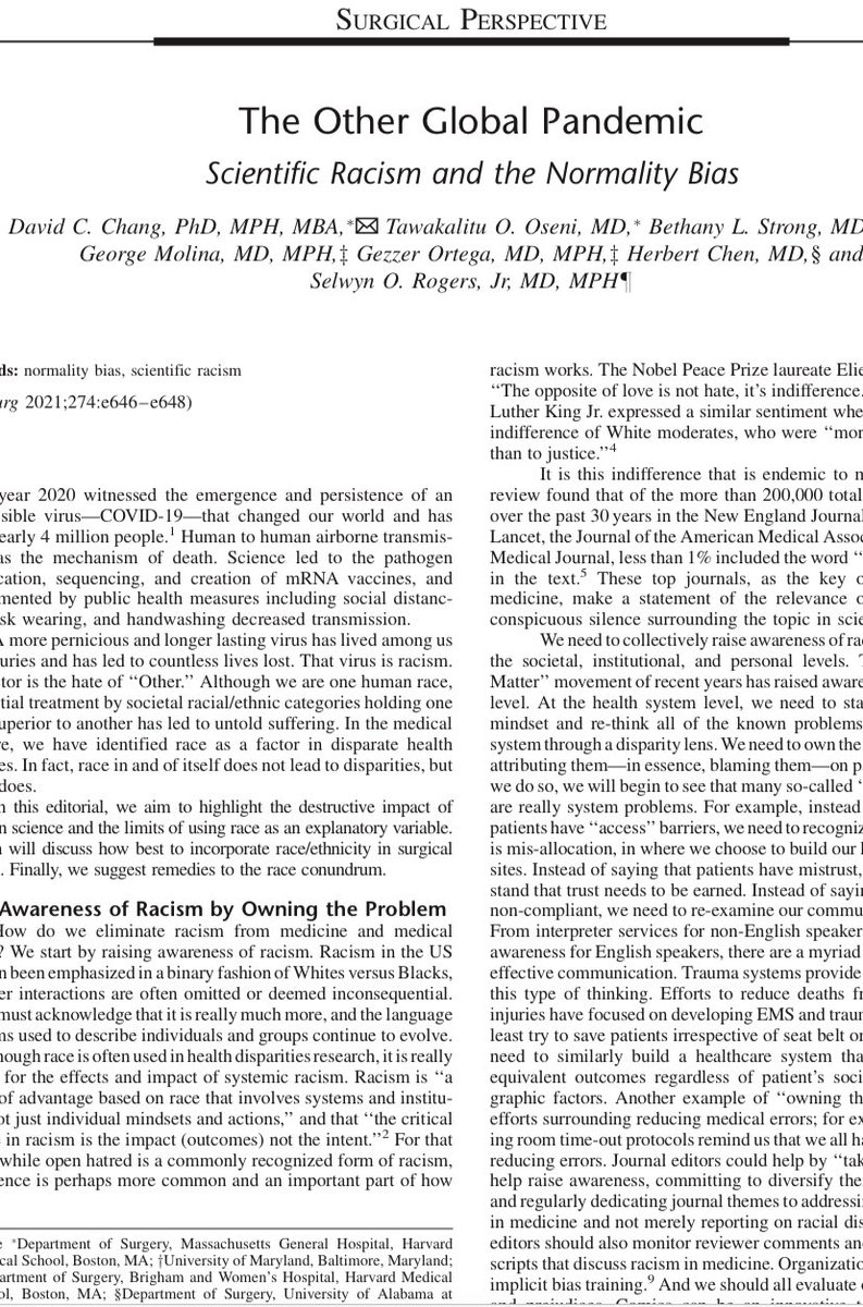 OmerRaheemMD's tweet image. Must read article highlights the critical  need for culturally diverse and competent scientific community in all disciplines of medicine #Diversity #inclusion #competency Thank you Dr Cheng .⁦⁦@MGHMedicine⁩ .⁦@uchicagosurgery⁩ .⁦@JBMatthews⁩
