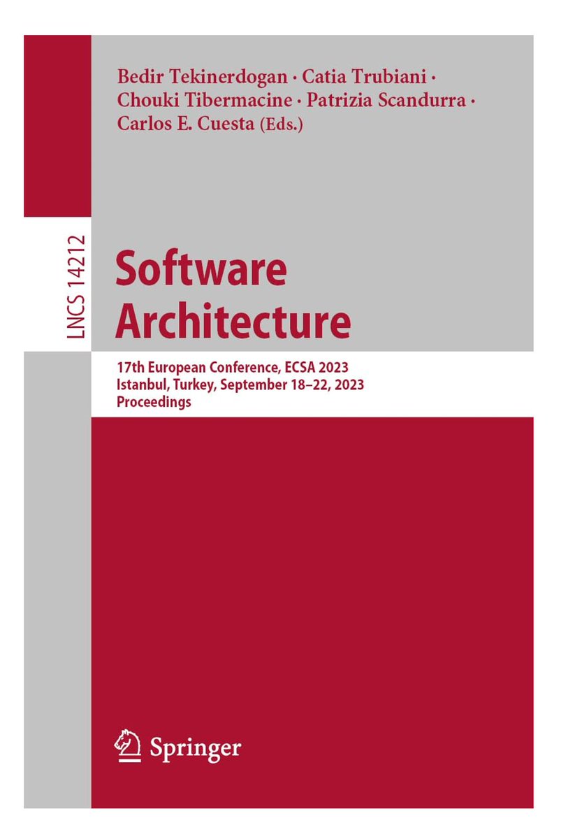 The ECSA 2023 Conference Proceedings is now available in many online bookstores.  

#SoftwareArchitecture #SoftwareEngineering 

amazon.com/Software-Archi…