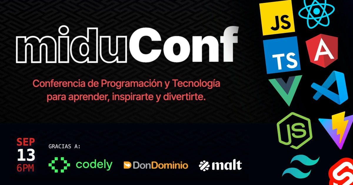 midudev's tweet photo. ¡Celebra el Día de la Programación!
La semana que viene llega la miduConf.

🎁 256 regalos 
👩‍💻 10 ponentes TOP
💬 Charlas para todos los niveles
¡y muchas sorpresas!

13 de septiembre a las 18H (España) https://t.co/B18aoM6k7L