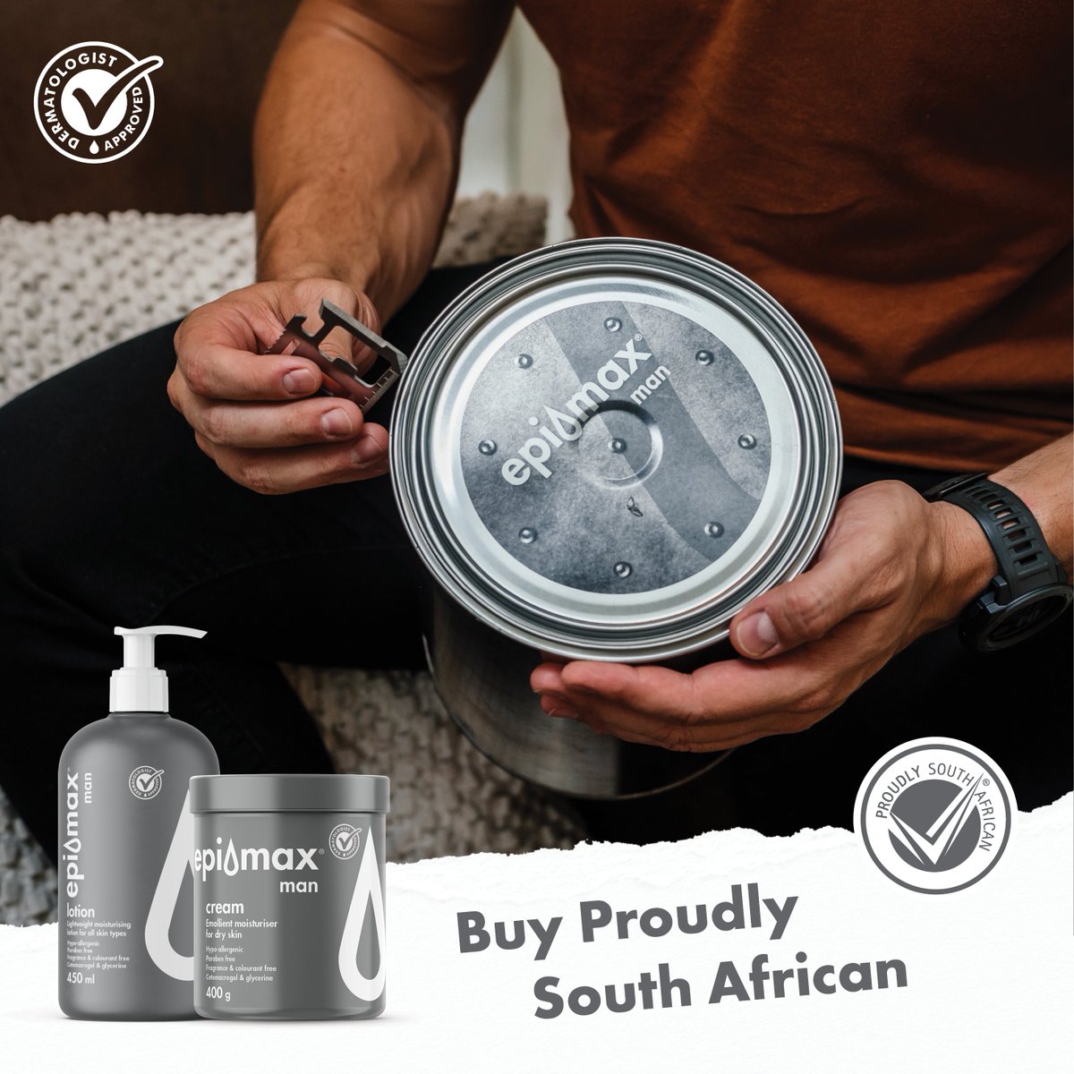 Has DIY left you with dry, cracked skin?  
Try Epi-max Man emollient cream &amp; lotion, they are tough enough for all skin types!  

Available from selected retailers. Visit epimax.co.za for more info.  

#Epimax #EpimaxMan #OurFamilyForYourFamily #BuyProudlySouthAfrican