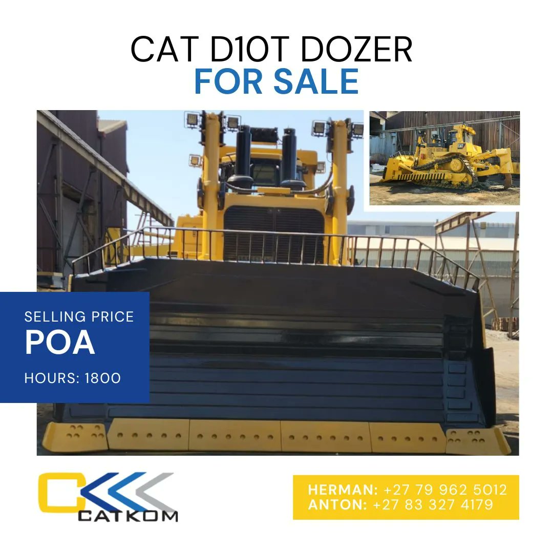 CatkomRebuild's tweet photo. 🛠️ CAT D10 Dozer FOR SALE 🛠️
Looking for unmatched strength and performance? Our CAT D10 Dozer is now available for sale. With only 1800 hours of usage, it's practically brand new! 💰 Price: POA

Don't miss this opportunity! Contact Herman at +27 79 962 5012

#CATD10Dozer https://t.co/JGppn7CNFP