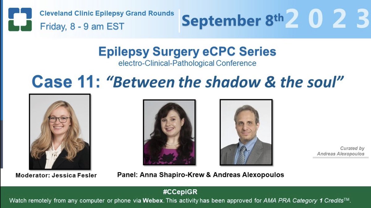 What’s between the shadow and the soul? Intriguing case from our popular eCPC series, Sep 8th 8-9EST. 👉cmrccf.webex.com/cmrccf/j.php?M… #CCepiGR #CleClinicNeuro #NeuroTwitter #epilepsysurgery @AMoosaMD @imadmnajm @VineetPuniaMD @balukrishnan @Hantus @epilepsydoc @IlaeWeb @ClinicalNeuroph