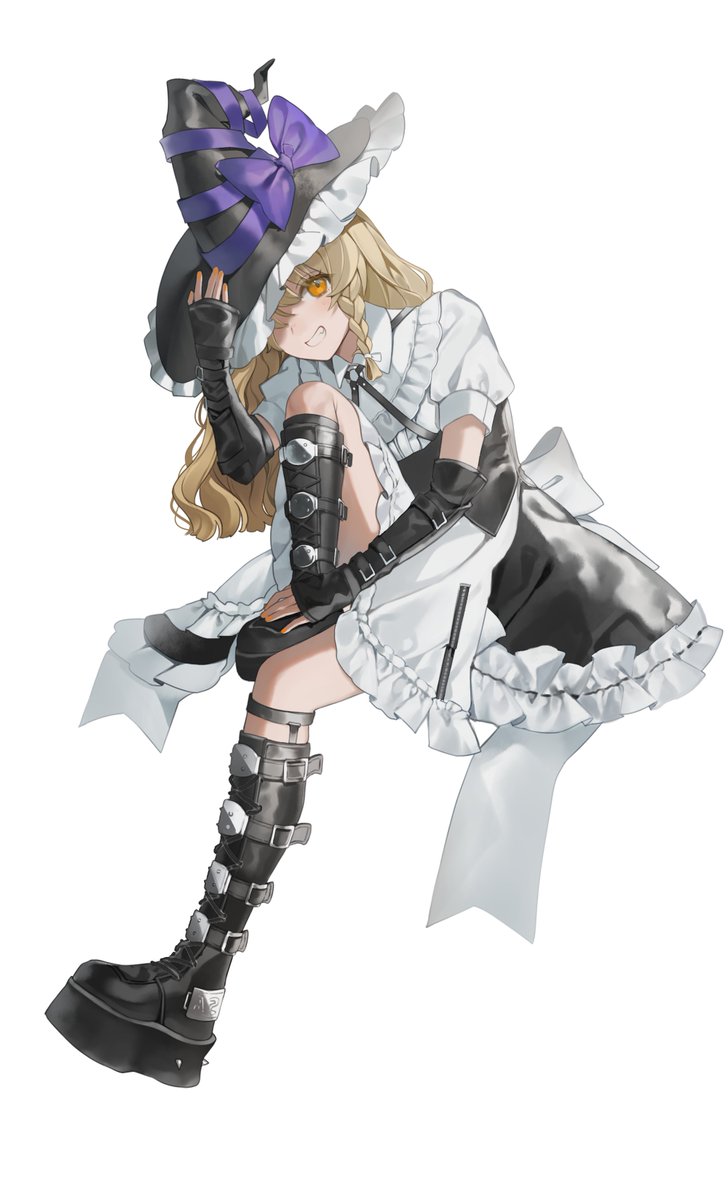 kirisame marisa 1girl hat solo blonde hair gloves witch hat boots  illustration images