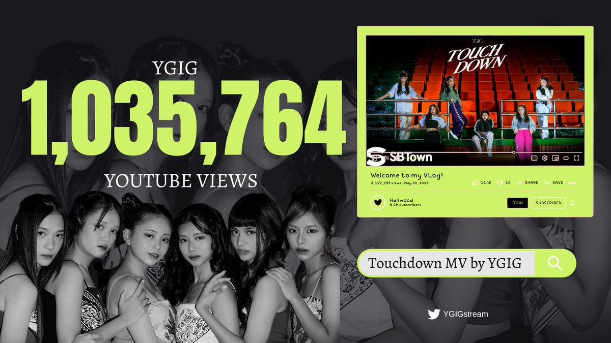 YGIGStream's tweet photo. [▶️] YOUTUBE UPDATE

#YGIG_Touchdown’s MV has reached 1.036M (+496) views on YouTube!

Watch the MV here:
🛬: https://t.co/oboPF2etKt

Don't forget to like, share, and subscribe to SBTown's YT channel! 💚

#YGIG_TOUCHDOWNMV
#YGIG @ygig_official https://t.co/y7cQn4LHqs