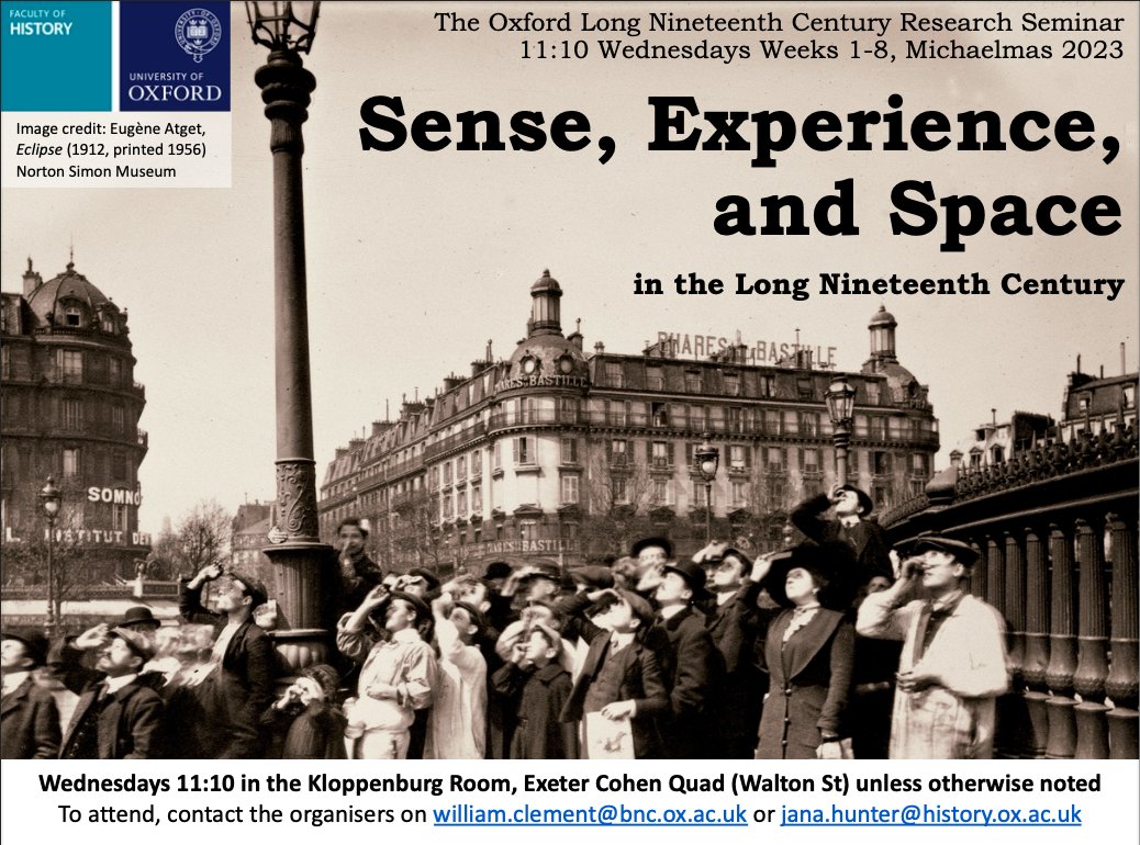 SENSE, EXPERIENCE, AND SPACE IN THE LONG NINETEENTH CENTURY

talks.ox.ac.uk/talks/series/i…

Here is the programme for the coming term's Long Nineteenth Century Seminar at Oxford which @janakhunter and I are convening. If you are in Oxford and want to attend, please get in touch!

(1/2)