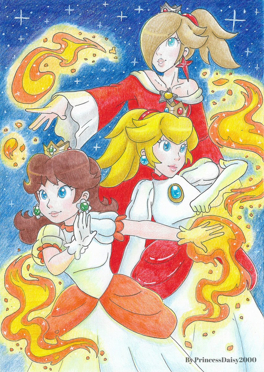 ✨𝗙𝗹𝗮𝗺𝗶𝗻𝗴 𝗗𝗮𝗺𝘀𝗲𝗹𝘀🔥
finally our beautiful trio with the Flower Fire's power up! 🔥
Also are you excited for Super Mario Wonder? Me absolutely🥰

#princessdaisy #princesspeach #princessrosalina #supermariowonder #art #traditionalart #supermariofanart #fanart