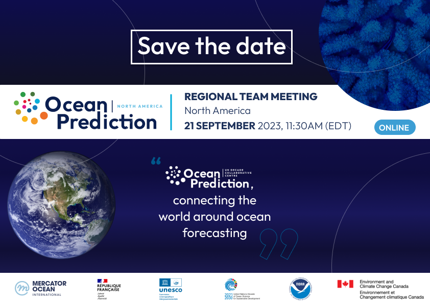 2 weeks to go! Register now for the next North America Regional Team meeting by #OceanPrediction. Join us to launch the Steering Team, define together priorities and elaborate future plans! 📅 September 21th Register 👉bit.ly/45GoNyJ