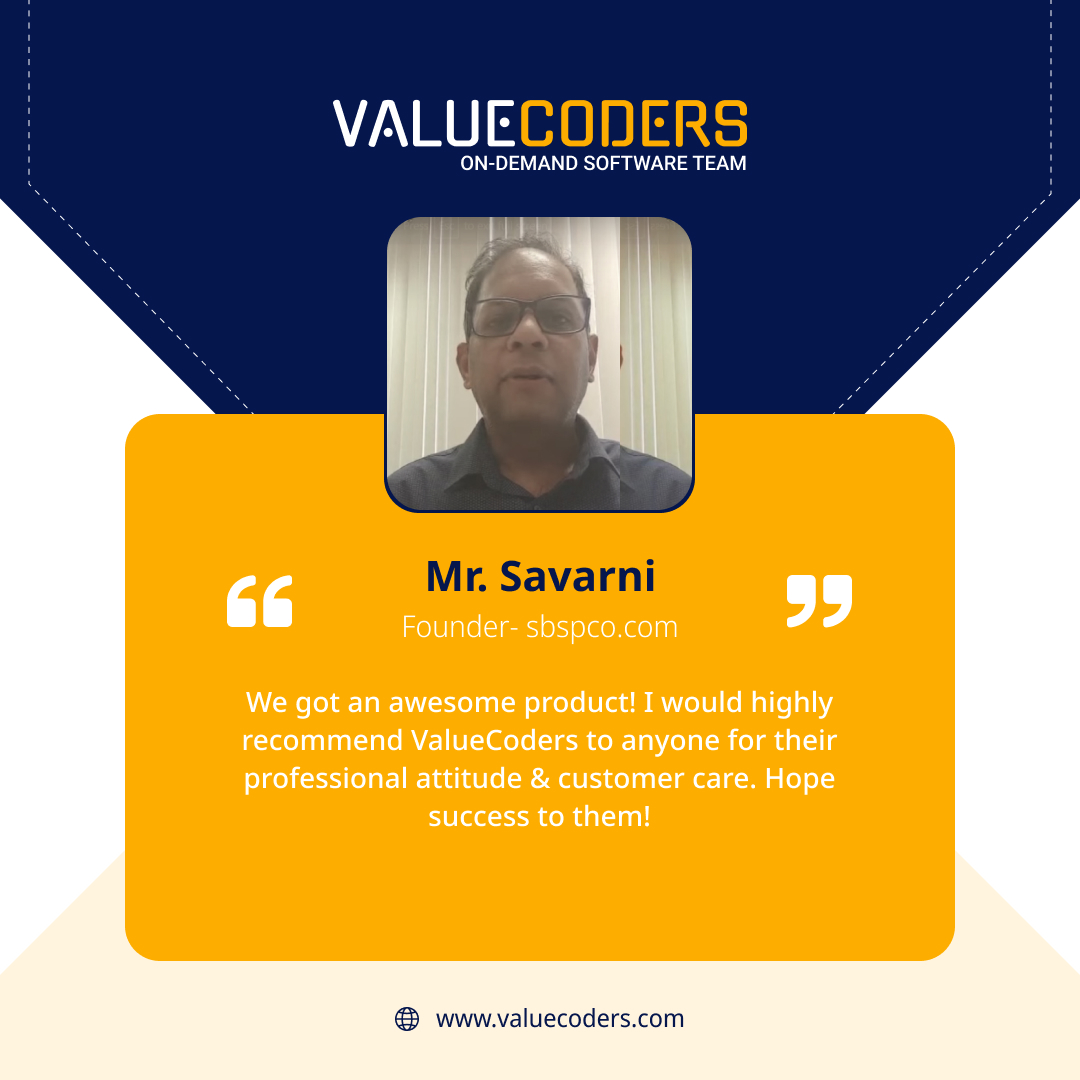 Thank you for choosing ValueCoders as your IT solutions provider! Your success fuels our passion. Let's keep achieving greatness together! 🌠❤️ Cheers to more milestones ahead! 🥂 valuecoders.com/testimonials #ThankYouClients #TrustedPartners #ClientAppreciation #ValueCoders