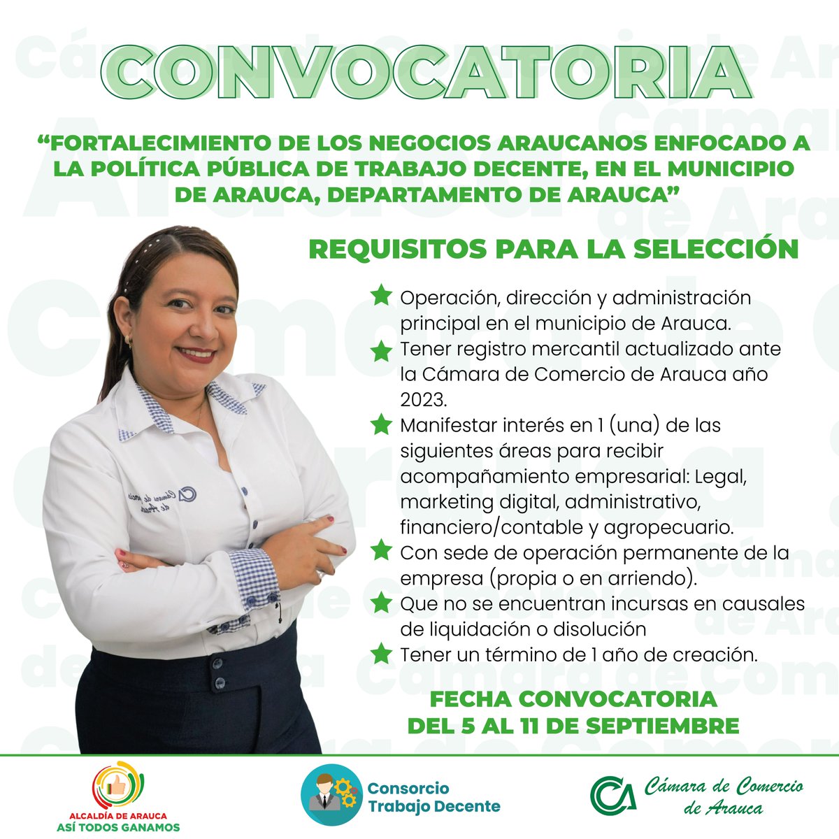 CComercioArauca's tweet photo. #ATENCIÓN empresarios de Arauca participa en la convocatoria para el “Fortalecimiento de los negocios araucanos enfocado a la Política Pública de trabajo decente, en el municipio de Arauca, departamento de Arauca”.
¿Te interesa?
Inscríbete aquí 📷 https://t.co/reOZYgtKOb https://t.co/orbWyCiA2d