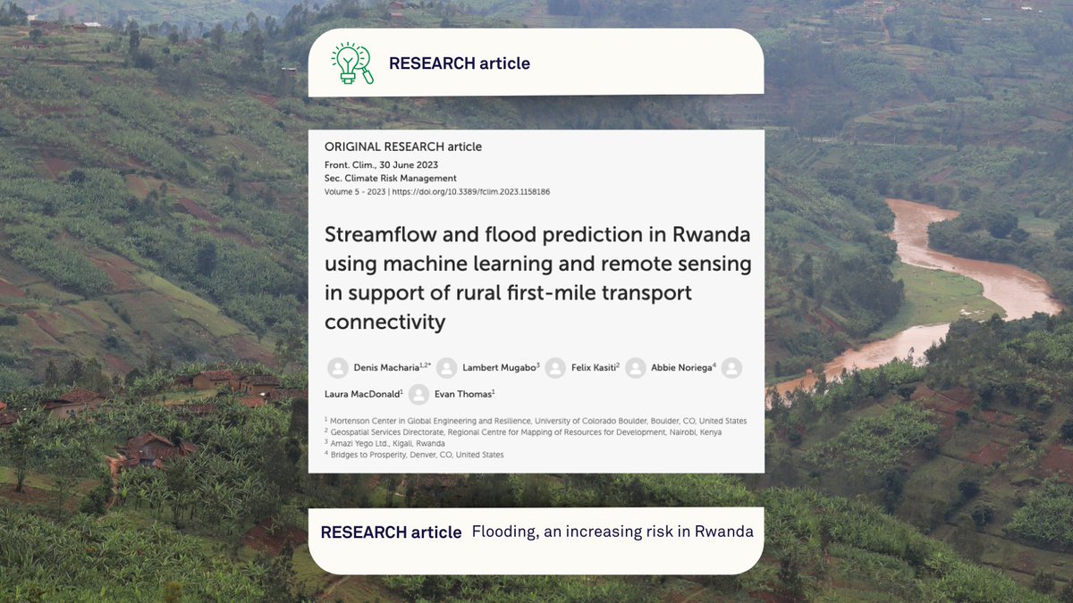 bridgestoprosperity (@b2p) on Twitter photo As part of the randomized controlled trial being led by the <a href="/MCGE_CU/">Mortenson Center: Global Engineering & Resilience</a>, Denis Macharia recently completed a study of streamflow, flood prediction, and trail bridge use.
👉👉 Full article here: frontiersin.org/articles/10.33… As part of the randomized controlled trial being led by the <a href="/MCGE_CU/">Mortenson Center: Global Engineering & Resilience</a>, Denis Macharia recently completed a study of streamflow, flood prediction, and trail bridge use.
👉👉 Full article here: frontiersin.org/articles/10.33…