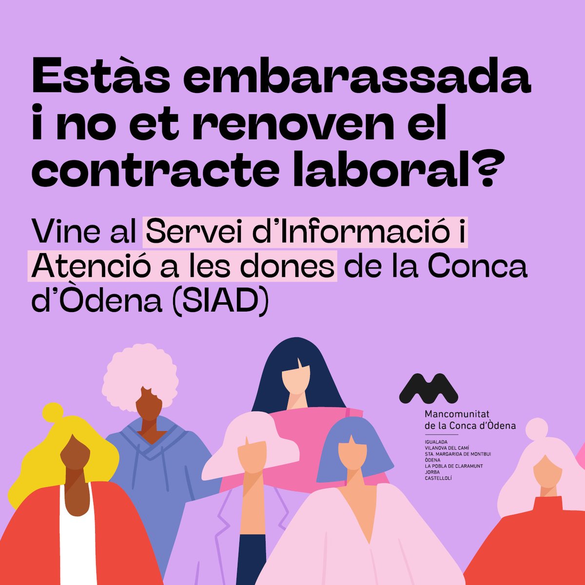 micod_cat's tweet photo. 🟣 SERVEI D'ADVOCADA I PSICÒLOGA GRATUÏT
Si ets dona i necessites una advocada o una psicòloga, al Servei d'Informació i Atenció a les dones de la Conca d'Òdena et podem ajudar.
Truca o escriu-nos!
📲 667 903 732
📧 siad@micod.cat
Gratuït!
#SIAD #MICOD https://t.co/cHwraZlm1N