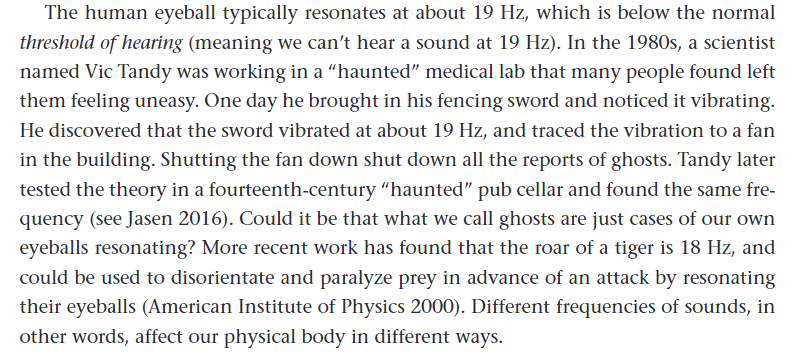 "Ghosts are just your eyeballs resonating" is A) Fascinating B) Comforting C) Terrifying