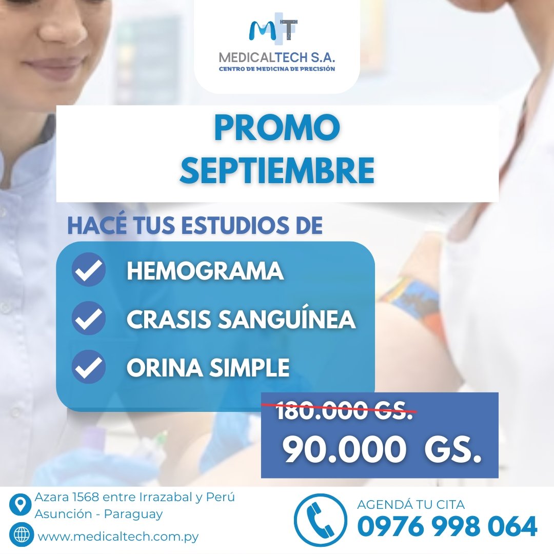 medicaltechpy's tweet photo. ¡Septiembre llegó con increíbles noticias en Medicaltech!🌺
Este mes tenemos promociones especiales que no querrás perderte
¡En Medicaltech, tu salud es nuestra prioridad!
Si querés agendar, escribinos al (0976) 998 064 https://t.co/3TZTuKP3DW