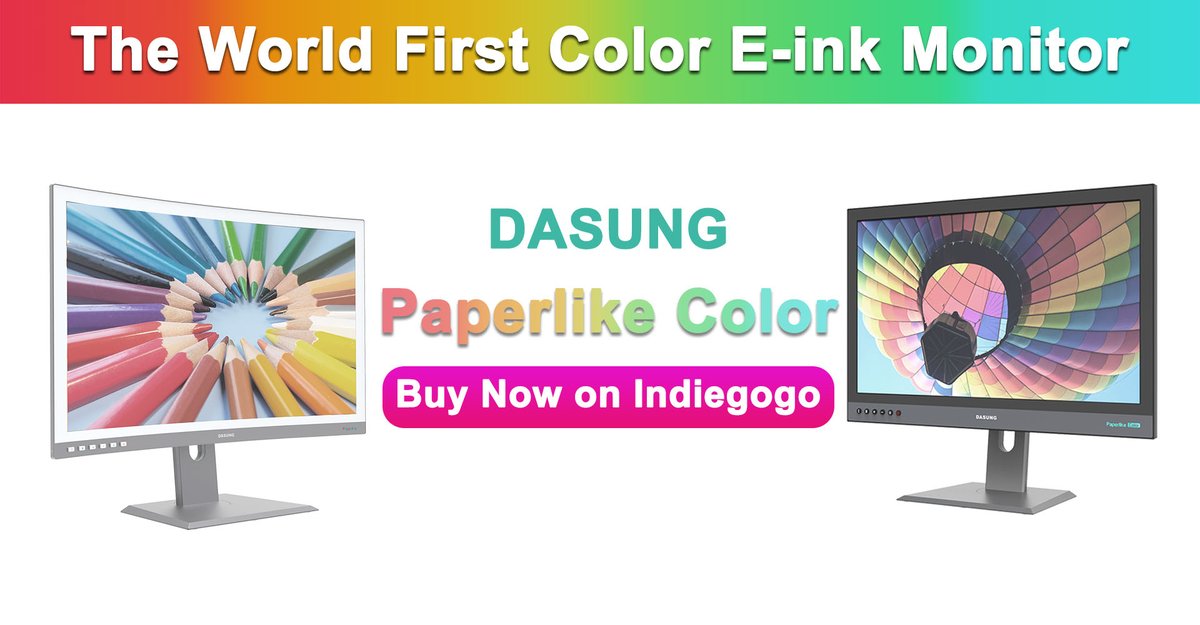 DasungTech's tweet photo. 📣 Exciting News! 📣
On September 6th at 7:00 AM PST, the revolutionary Color E-ink Monitor, Paperlike Color is available on Indiegogo ! 🌈
Say goodbye to eye strain and hello to vibrant colors!
Join us
Buy Now: https://t.co/rRdpzS114A
#PaperlikeColor #EInkInnovation #PreOrderNow https://t.co/5WQ1l17xeI