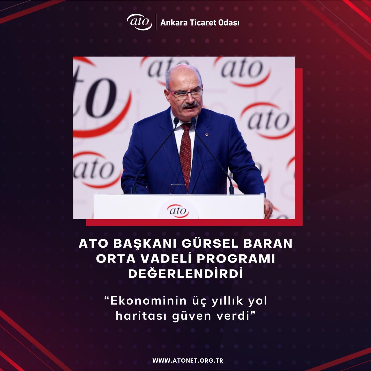 Ankara Ticaret Odası Başkanı @GurselBaran, Cumhurbaşkanı Yardımcısı @_cevdetyilmaz tarafından açıklanan ve Cumhurbaşkanı @RTErdogan tarafından değerlendirilen Orta Vadeli Program hakkında görüşlerini açıkladı. Baran: “Ayakları yere basan OVP ile Türkiye büyüyen ve gelişen bir