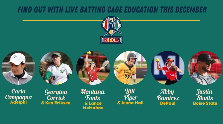 The exhibit hall batting cage is back and includes 6⃣ unique educational sessions! This year's lineup features a variety of the game's best presenting alongside their collegiate coaches and colleagues! 🔗 nfca.org/convention/sch… #NFCA40