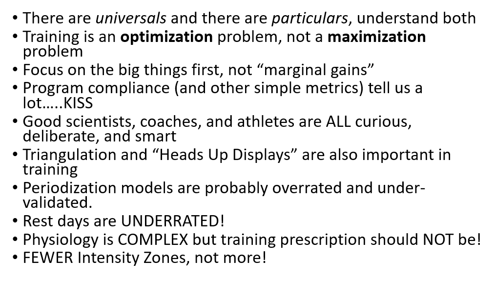 Some things I have learned about endurance training the last 30 years, summarized in 10 lines:
