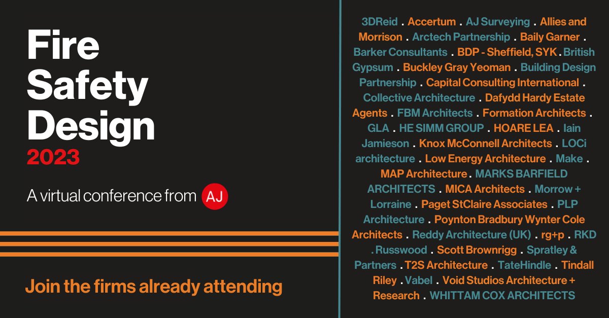 ArchitectsJrnal's tweet image. The #AJFireSafetyDesign conference has already attracted a number of architects and industry professionals dedicated to creating spaces that prioritise #firesafety while embracing innovative and sustainable design practices. Join them on 2 November 2023: bit.ly/482PzCW