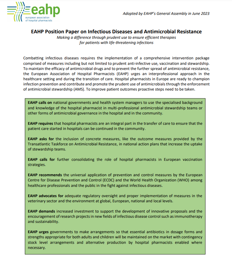 🆕📔🦠Recién publicado en <a href="/EJHP_BMJ/">EJHP</a> el Doc. posicionamiento @EAHPtweet sobre enfermedades infecciosas y resistencia a los antimicrobianos

Cubre 3 áreas principales:
👉PROA
👉One Health
👉Necesidad de incentivos para desarrollo ATB

eahp.eu/sites/default/…
ejhp.bmj.com/content/early/…