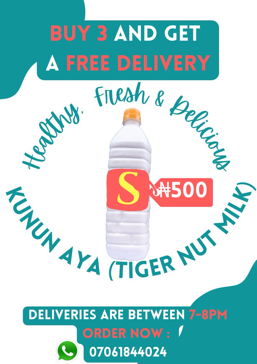 Heyy 🙋‍♂️

I'm excited to let you know that getting your refreshing Kunun Aya (Tigernut Milk) just got easier 😊

Looking forward to seeing your orders! 

#kununaya #tigernutmilk #tigernut #restaurant #yola