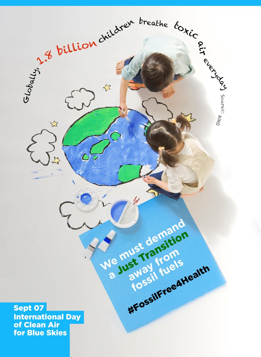 Children are especially vulnerable to air pollutants released during the combustion of #FossilFuels. Health experts call for a Just Transition away from #FossilFuels for #HealthyAir and #HealthyPlanet. #FossilFree4Health #RxCleanAir #FossilFreeAir