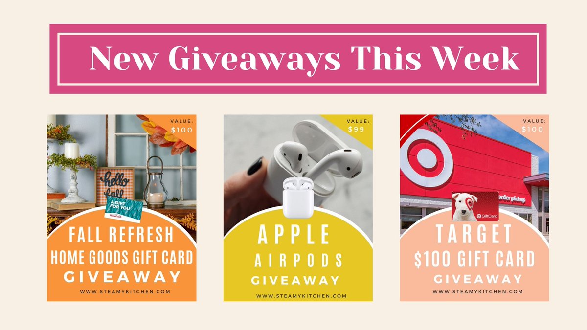 steamykitchen's tweet image. What are you waiting for? Don't let this opportunity slip away. Enter our #Giveaways  now and change your luck!

✨steamykitchen.com/204516-100-fal…
✨steamykitchen.com/209381-apple-a…
✨steamykitchen.com/197888-target-…