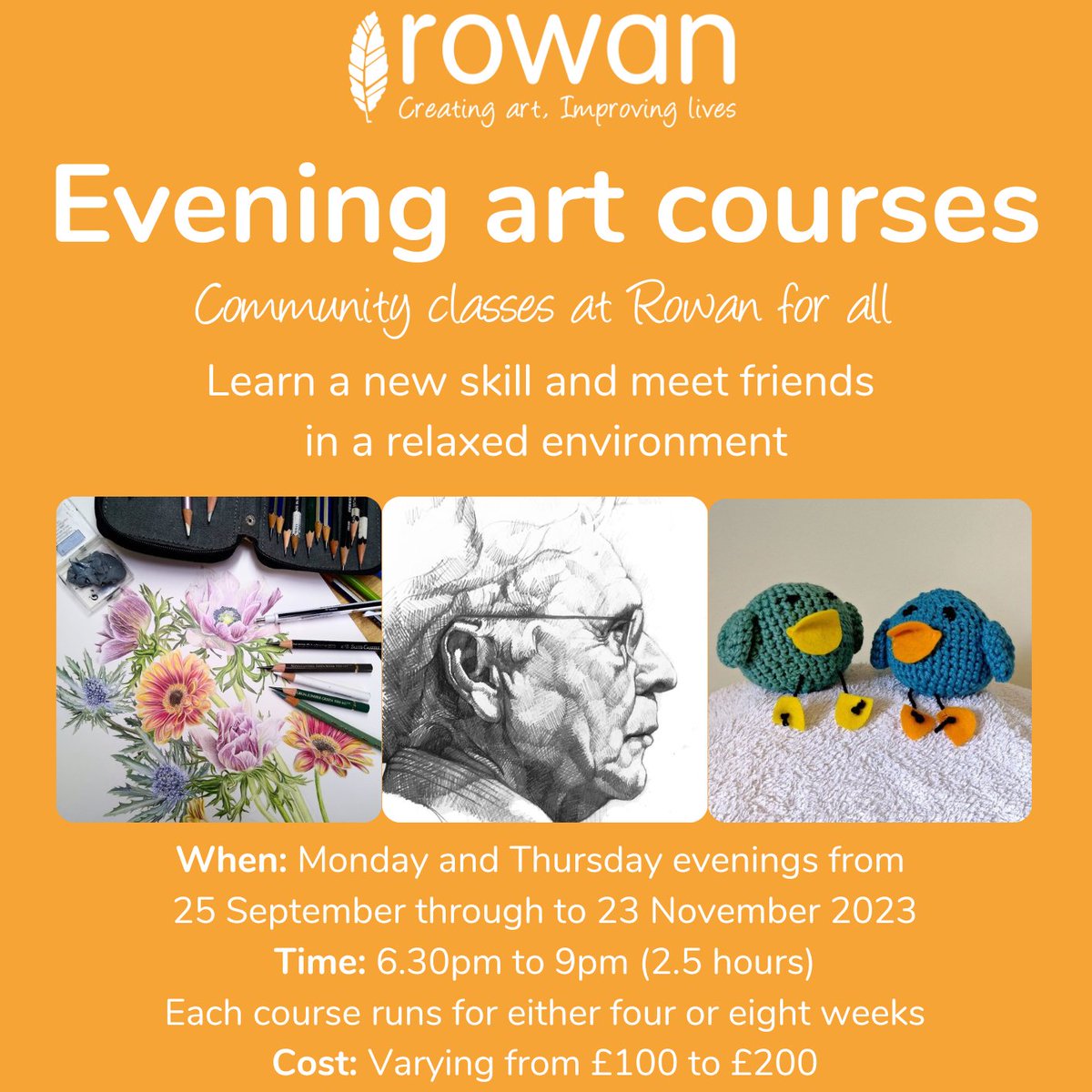 ⭐️Evening art courses⭐️ Join our evening art courses starting this September. Our Monday courses will include Sewing Machine Basics and Watercolours and Inks for beginners and improvers 🧵🎨

Find out more and book your place: rowanhumberstone.org.uk/community-even… #Art #Course #Cambridge