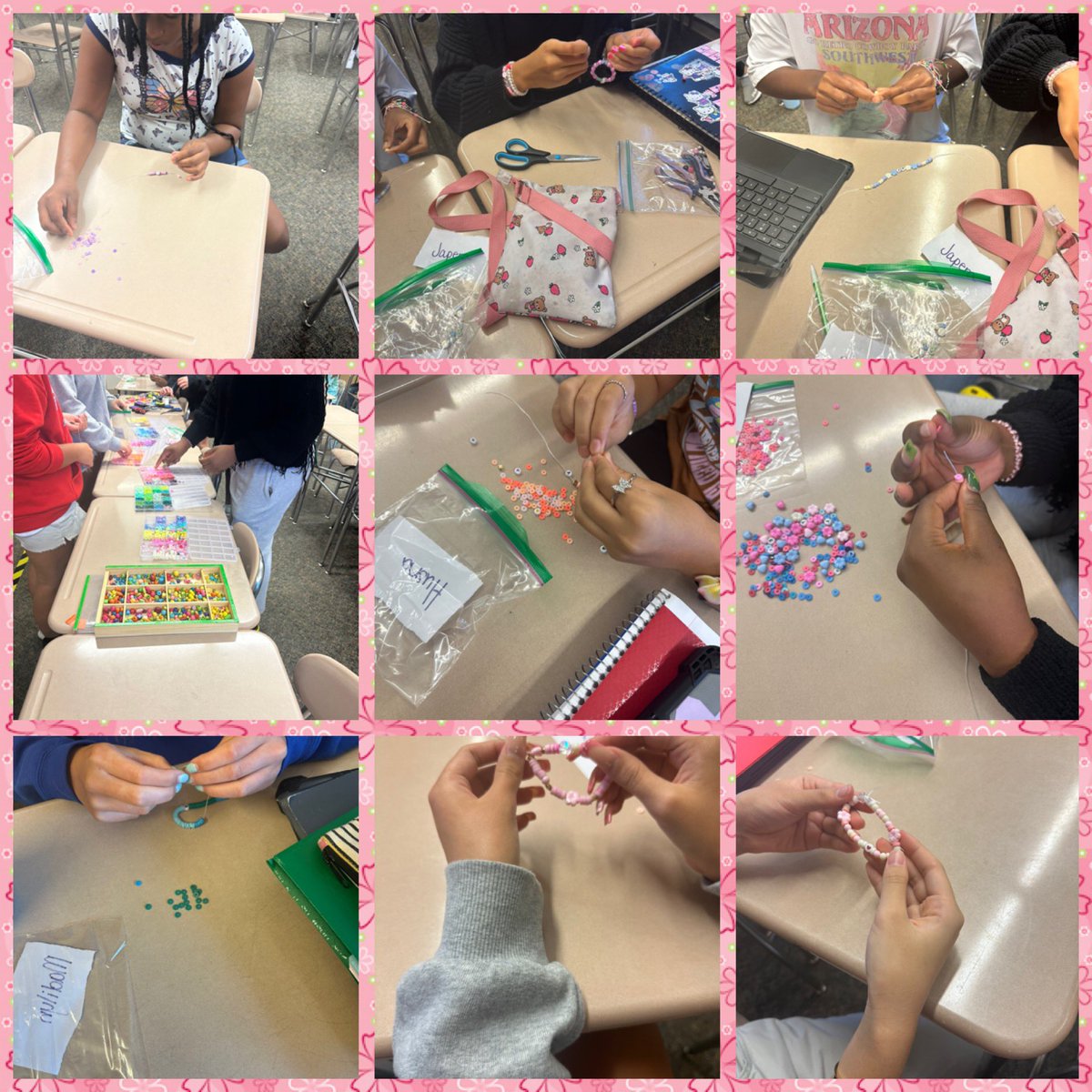 Fun making Friendship bracelets during Craft Club <a href="/RolesvilleMS/">Rolesville MS</a>