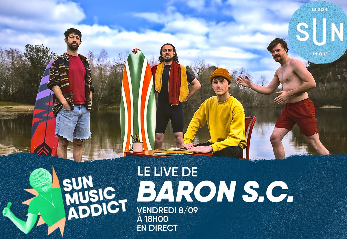 LeSonUnique's tweet image. On a du mal à quitter le mood des vacances pour celui de la rentrée… Mais il est encore temps de voyager ! Vendredi soir, pour le premier #SUNMusicAddict de la saison, on reçoit le groupe Baron S.C.  

👉 RDV vendredi 08/09 à 18h00 sur SUN 🎶#radio #musiquelive #concert