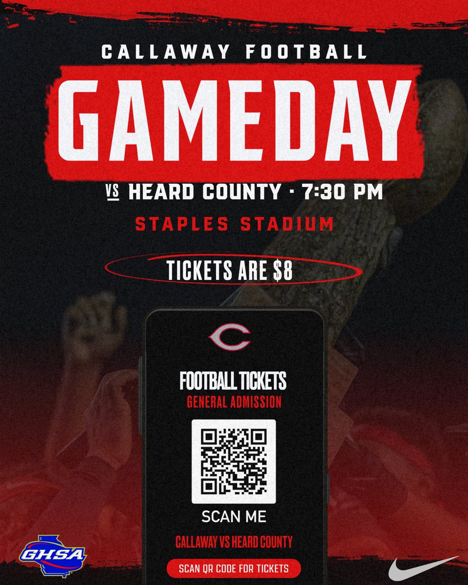 CavsRecruits's tweet photo. 🚨𝐂𝐚𝐥𝐥𝐚𝐰𝐚𝐲 𝐆𝐚𝐦𝐞𝐝𝐚𝐲 𝐈𝐧𝐟𝐨𝐫𝐦𝐚𝐭𝐢𝐨𝐧🚨

#4 AA Callaway vs. Heard County

Below is our ticket link for Friday’s game against Heard County. Looking forward to seeing you Friday Night Cavs Nation! Cavs on Top‼️ https://t.co/HovLjY9aco
