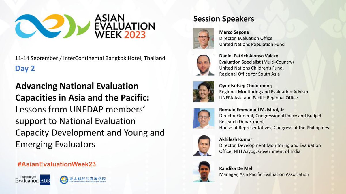 unfpa_eval's tweet photo. On 12 Sept at #AsianEvaluationWeek23: Lessons from #UNEDAP on advancing #evaluation capacities & youth in the Asia Pacific
Join @msegone | Daniel Alonzo @UNICEF | @Oyuna_UNFPA | Romulo Miral @HouseofRepsPH | Akhilesh Kumar @_DMEO | @rldemel22 @APEAeval
https://t.co/I6Nlajg8Sv https://t.co/zdOZCho9lV